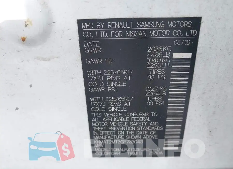 KNMAT2MT3GP733043 Photo# 9