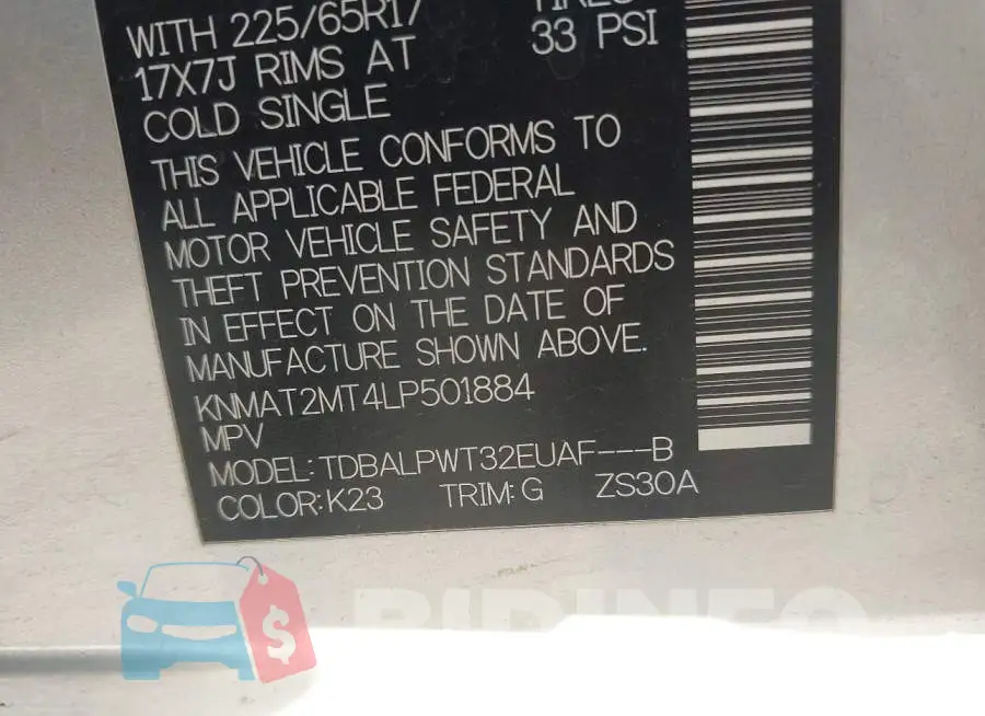 KNMAT2MT4LP501884 Photo# 9