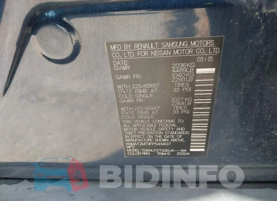 KNMAT2MT9FP543407 Photo# 9