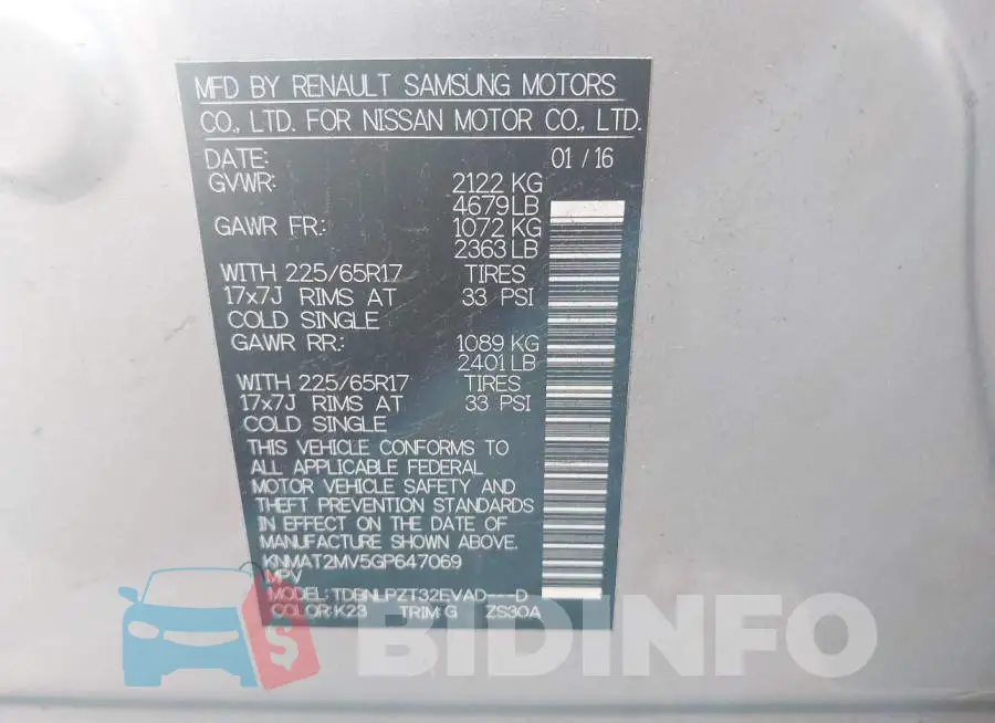 KNMAT2MV5GP647069 Photo# 9