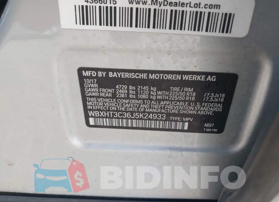 WBXHT3C36J5K24933 Photo# 9