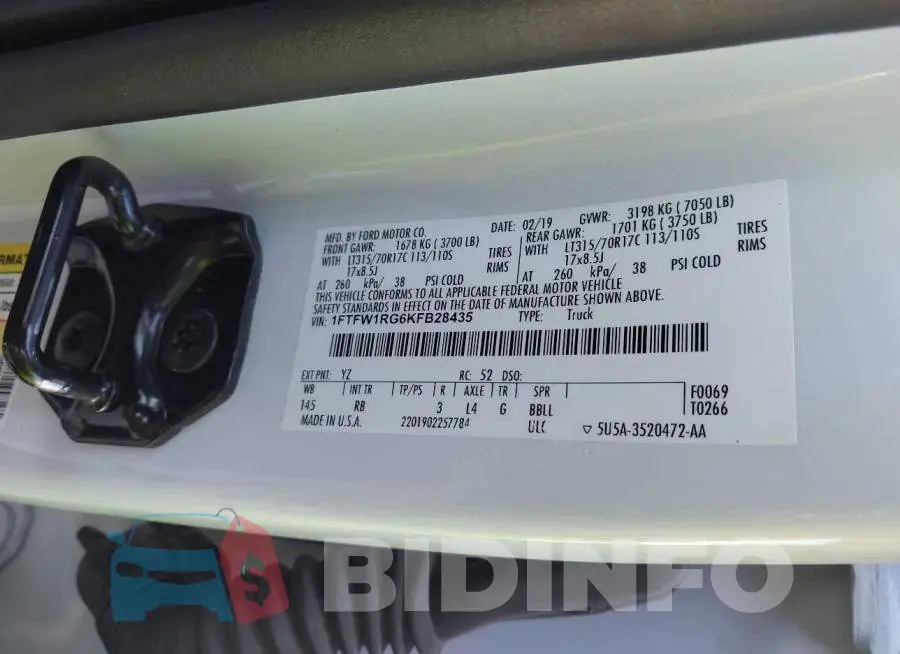 1FTFW1RG6KFB28435 Photo# 9