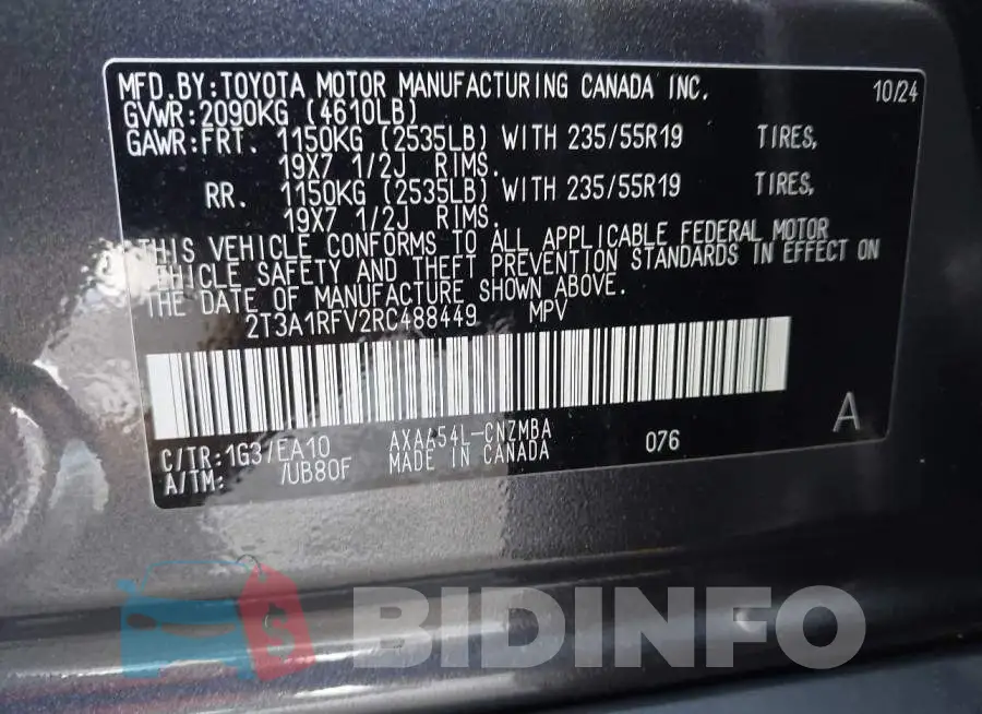 2T3A1RFV2RC488449 Photo# 9