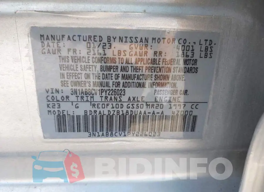 3N1AB8CV1PY226023 Photo# 9