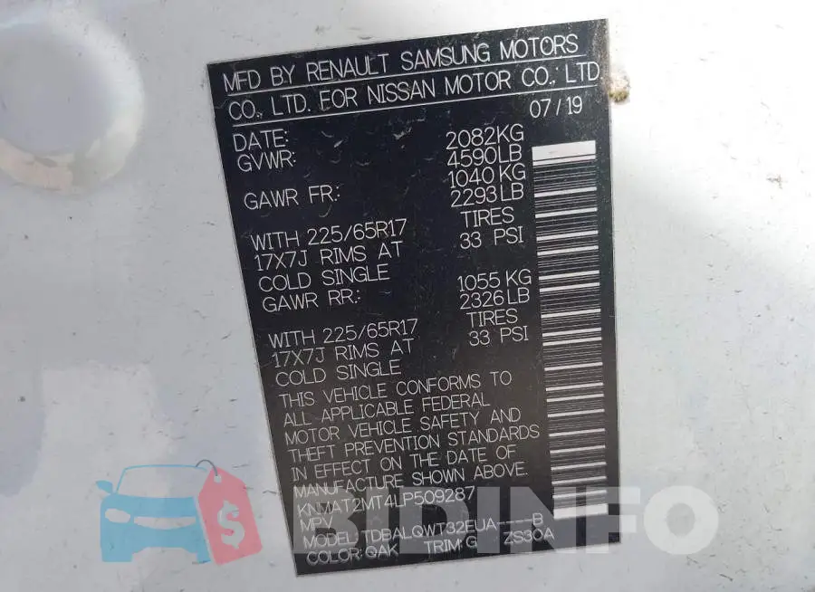 KNMAT2MT4LP509287 Photo# 9