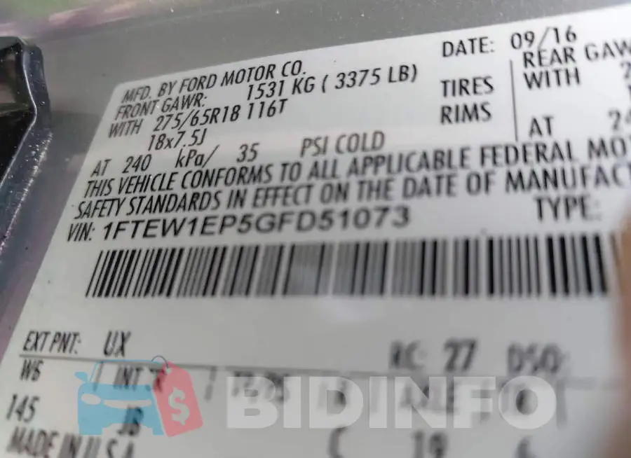 1FTEW1EP5GFD51073 Photo# 9