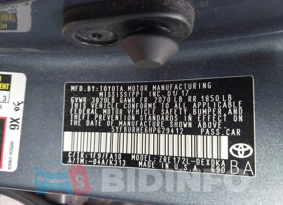 5YFBURHE6HP629412 Photo# 9