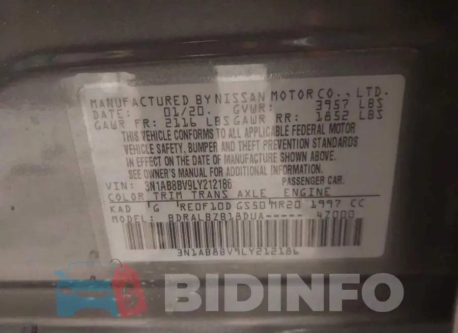 3N1AB8BV9LY212186 Photo# 9