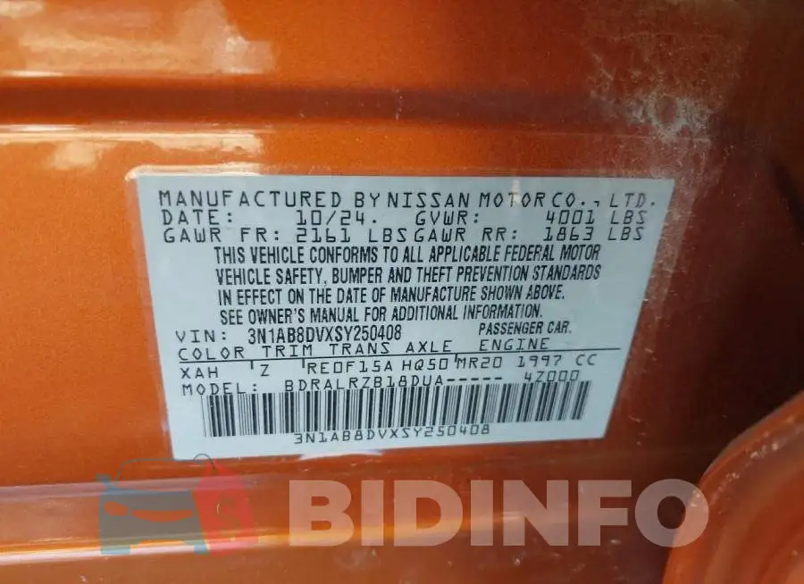 3N1AB8DVXSY250408 Photo# 9