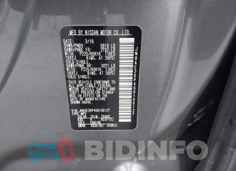 JN8AE2KP4G9156127 Photo# 9