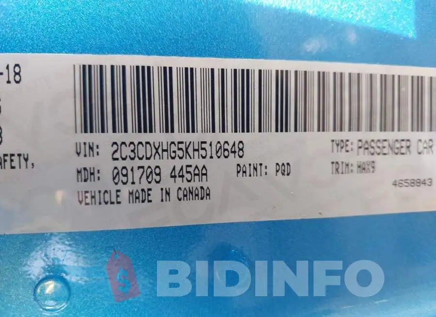 2C3CDXHG5KH510648 Photo# 9