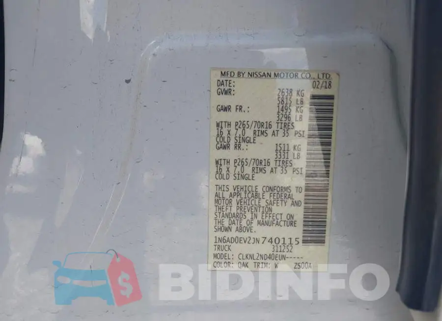1N6AD0EV2JN740115 Photo# 9