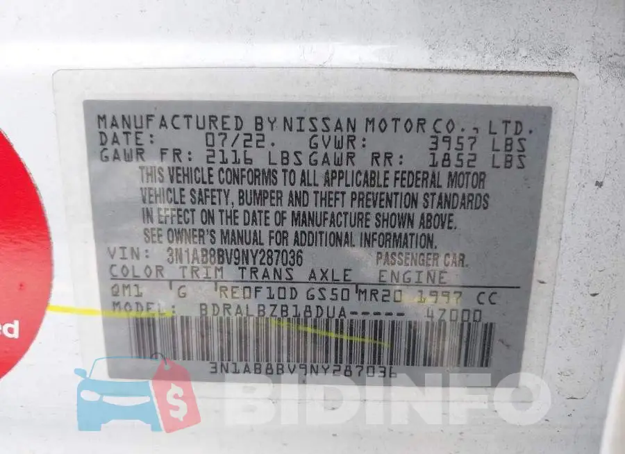 3N1AB8BV9NY287036 Photo# 9
