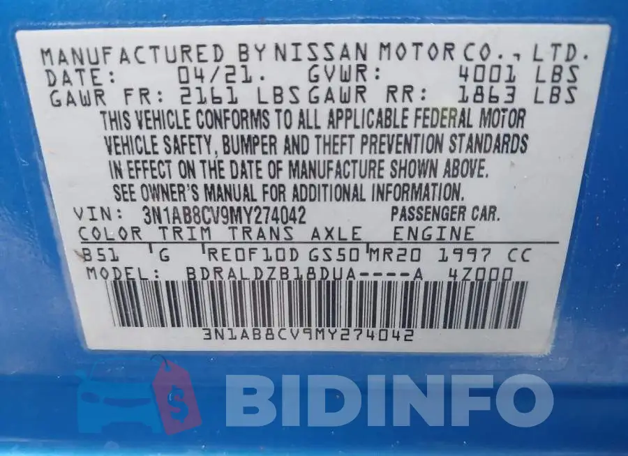 3N1AB8CV9MY274042 Photo# 9