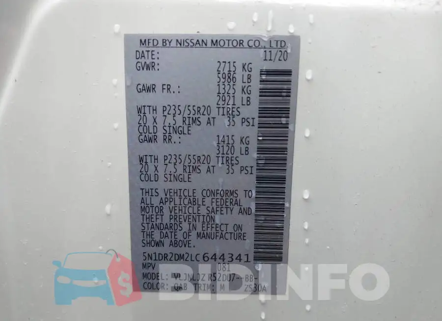5N1DR2DM2LC644341 Photo# 9