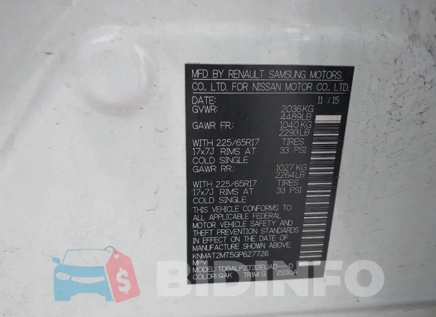 KNMAT2MT5GP627726 Photo# 9