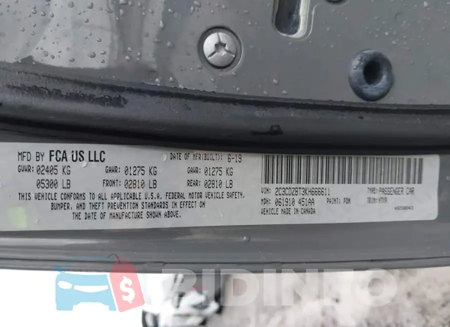 2C3CDZBT3KH666611 Photo# 9