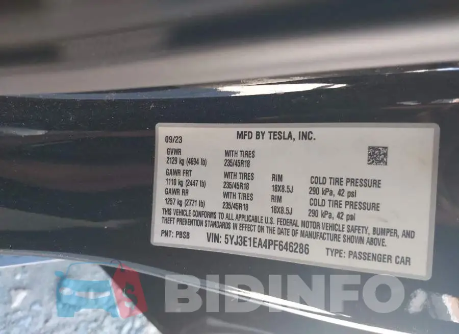 5YJ3E1EA4PF646286 Photo# 9