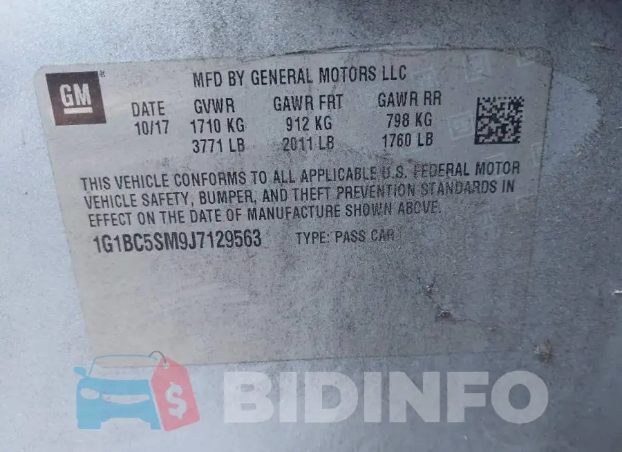 1G1BC5SM9J7129563 Photo# 9
