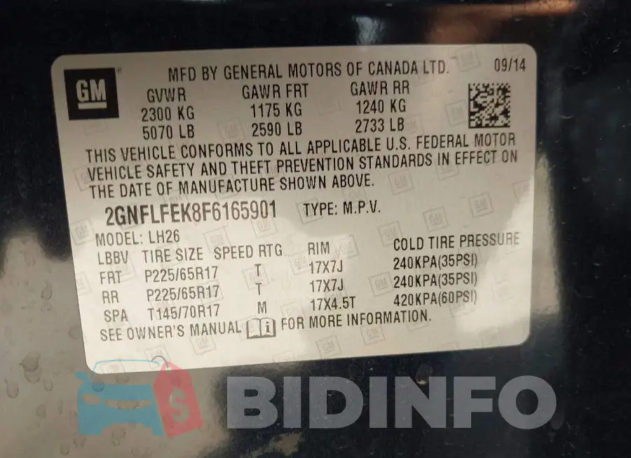 2GNFLFEK8F6165901 Photo# 9