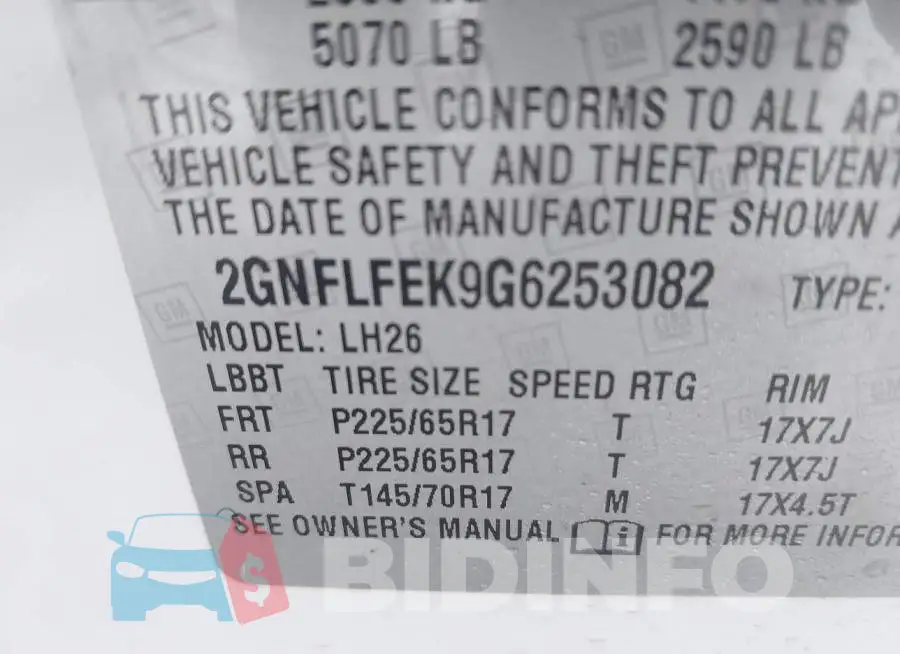 2GNFLFEK9G6253082 Photo# 9