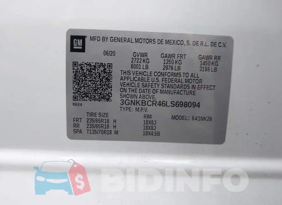 3GNKBCR46LS698094 Photo# 9