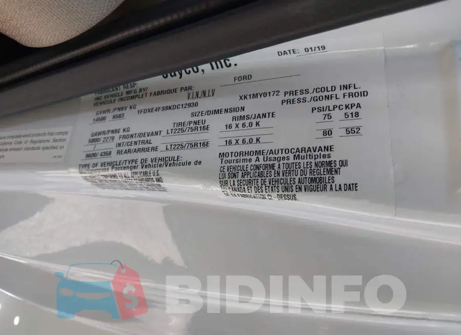 1FDXE4FS8KDC12930 Photo# 9