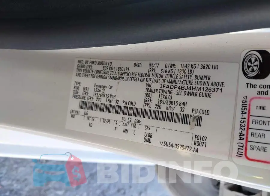 3FADP4BJ4HM126371 Photo# 9