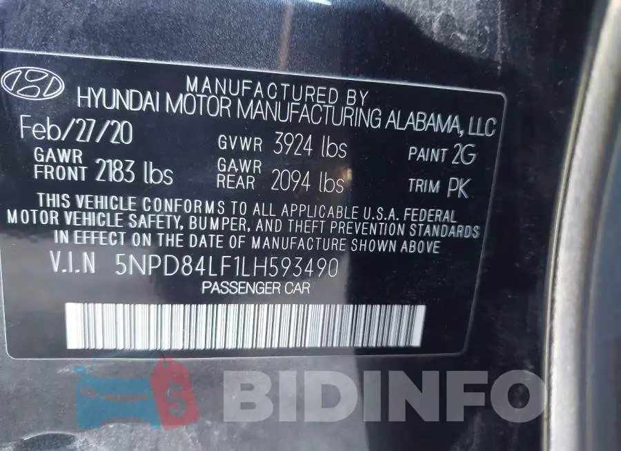 5NPD84LF1LH593490 Photo# 9
