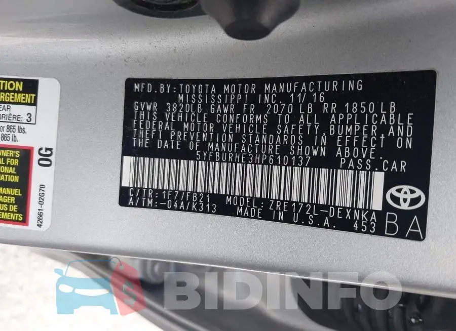 5YFBURHE3HP610137 Photo# 9
