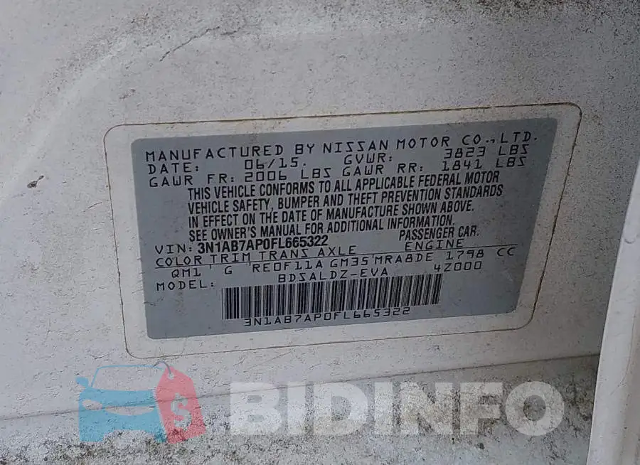 3N1AB7AP0FL665322 Photo# 9