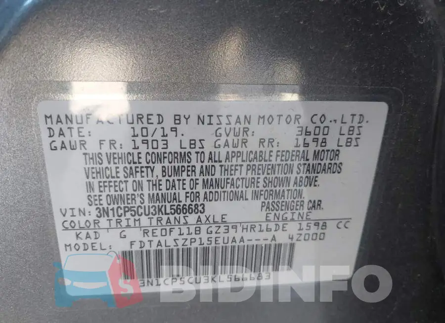 3N1CP5CU3KL566683 Photo# 9