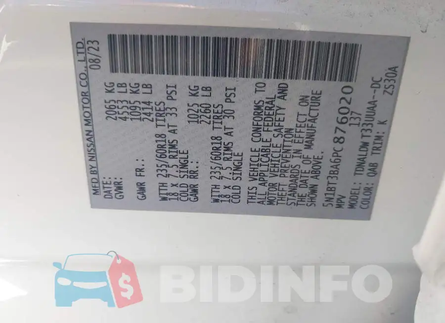 5N1BT3BA6PC876020 Photo# 9