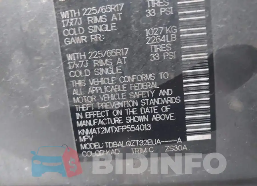 KNMAT2MTXFP554013 Photo# 9