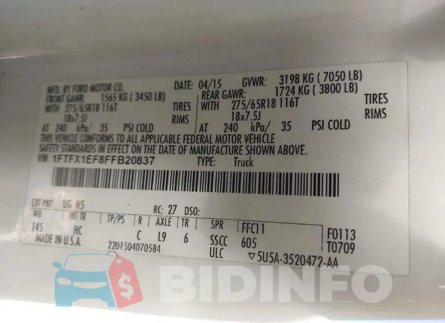 1FTFX1EF8FFB20837 Photo# 9