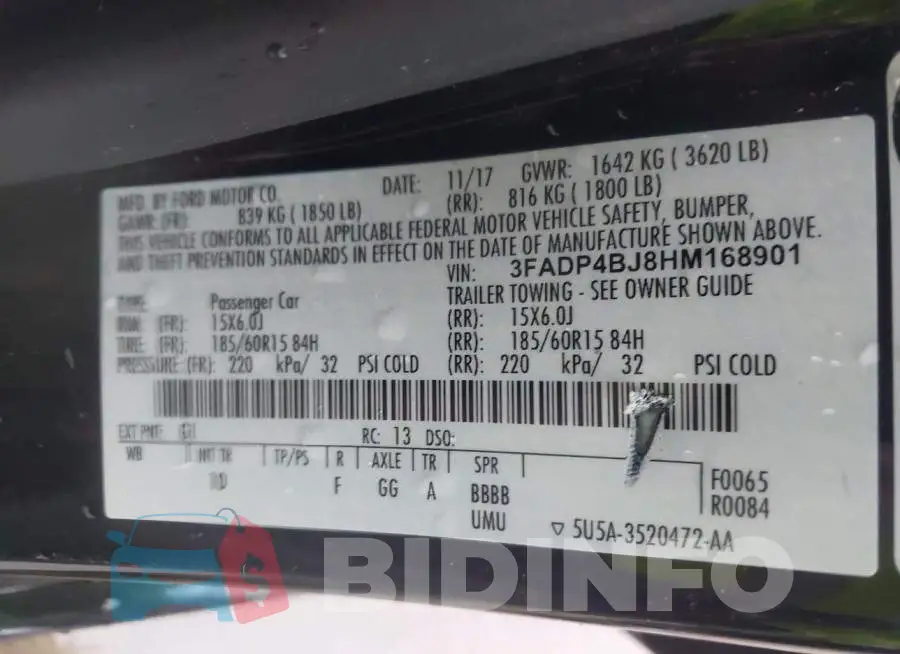 3FADP4BJ8HM168901 Photo# 9
