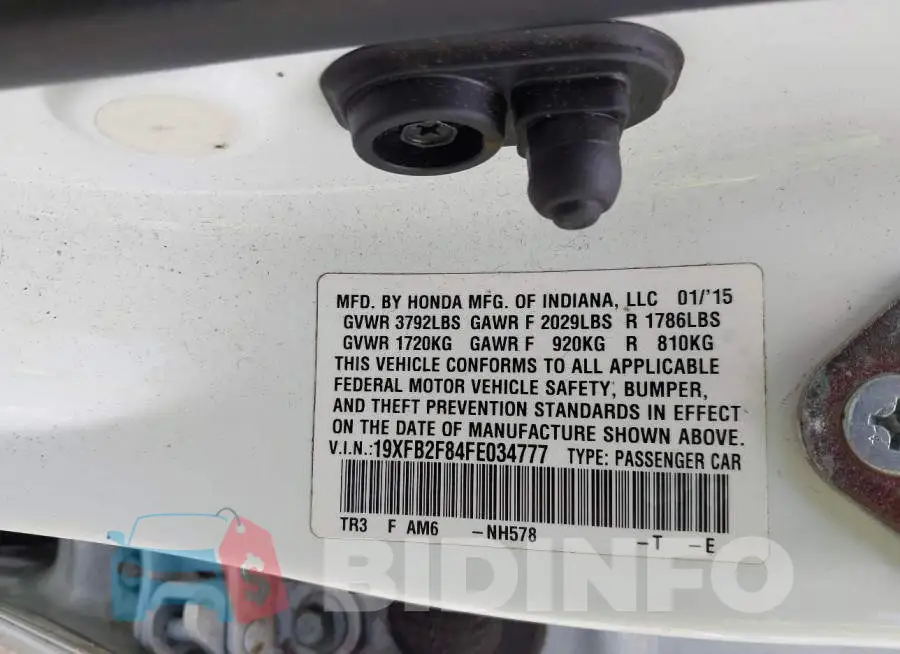 19XFB2F84FE034777 Photo# 9
