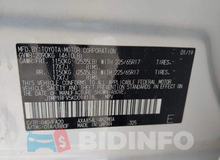 JTMP1RFV5KD014118 Photo# 9