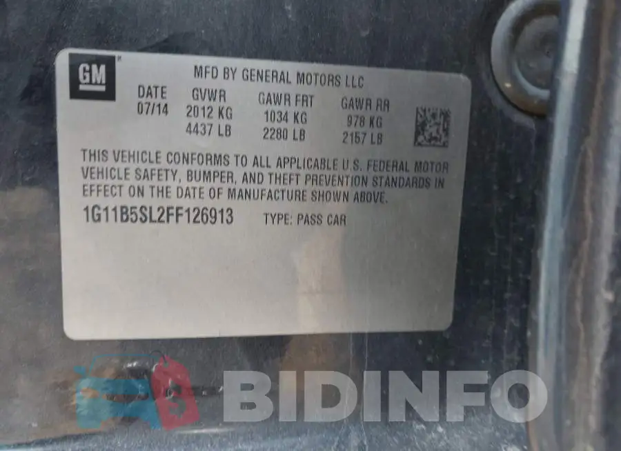 1G11B5SL2FF126913 Photo# 9