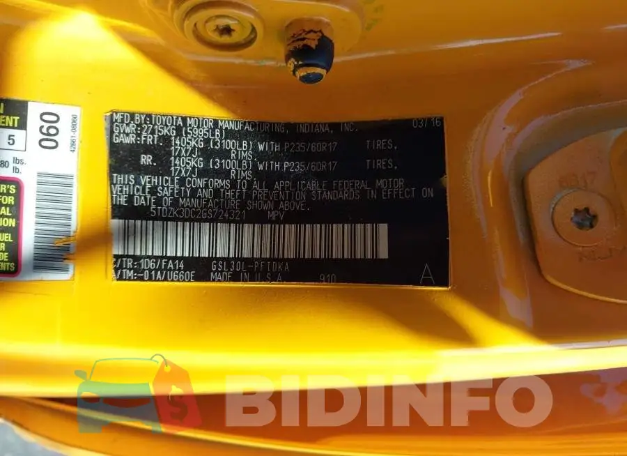 5TDZK3DC2GS724321 Photo# 9