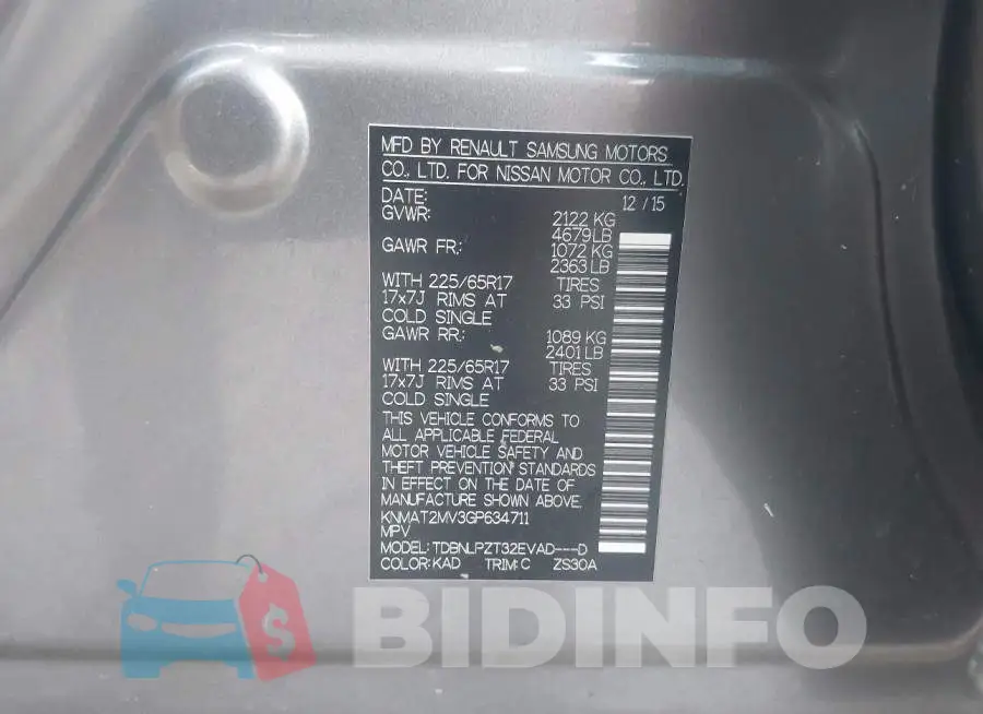 KNMAT2MV3GP634711 Photo# 9