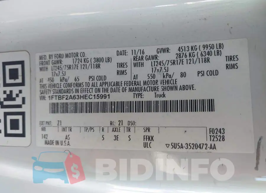 1FTBF2A63HEC15991 Photo# 9