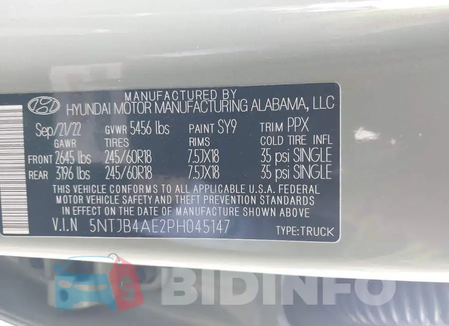 5NTJB4AE2PH045147 Photo# 9