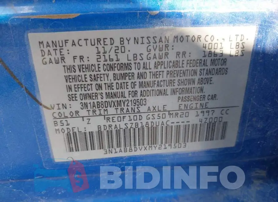 3N1AB8DVXMY219503 Photo# 9