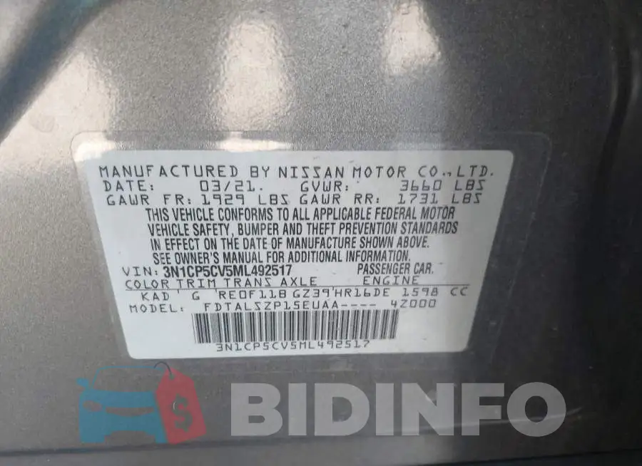 3N1CP5CV5ML492517 Photo# 9