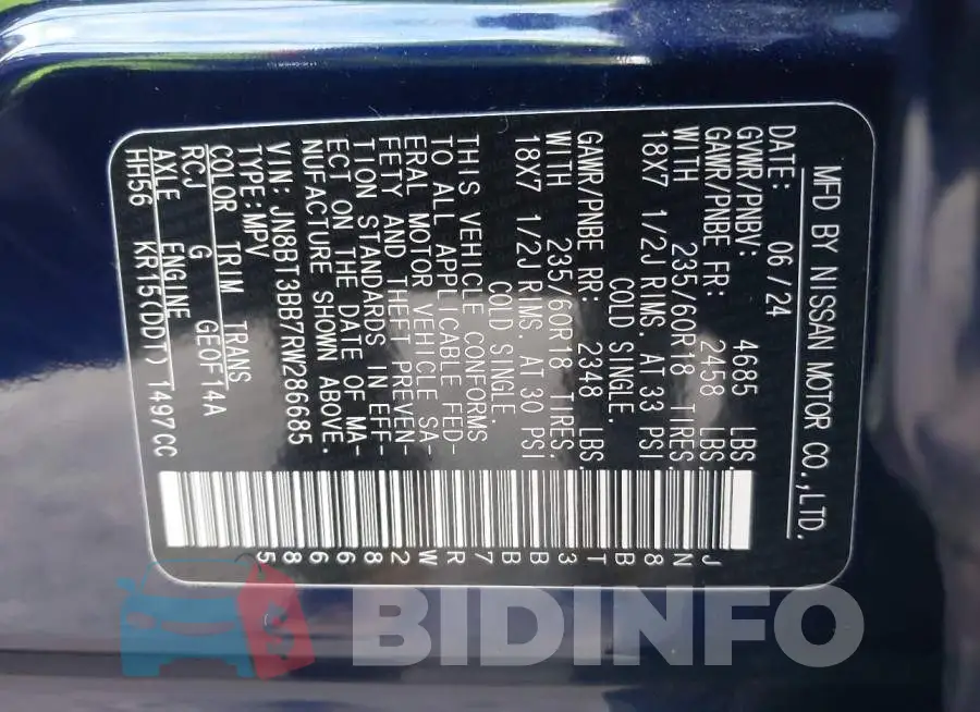 JN8BT3BB7RW286685 Photo# 9