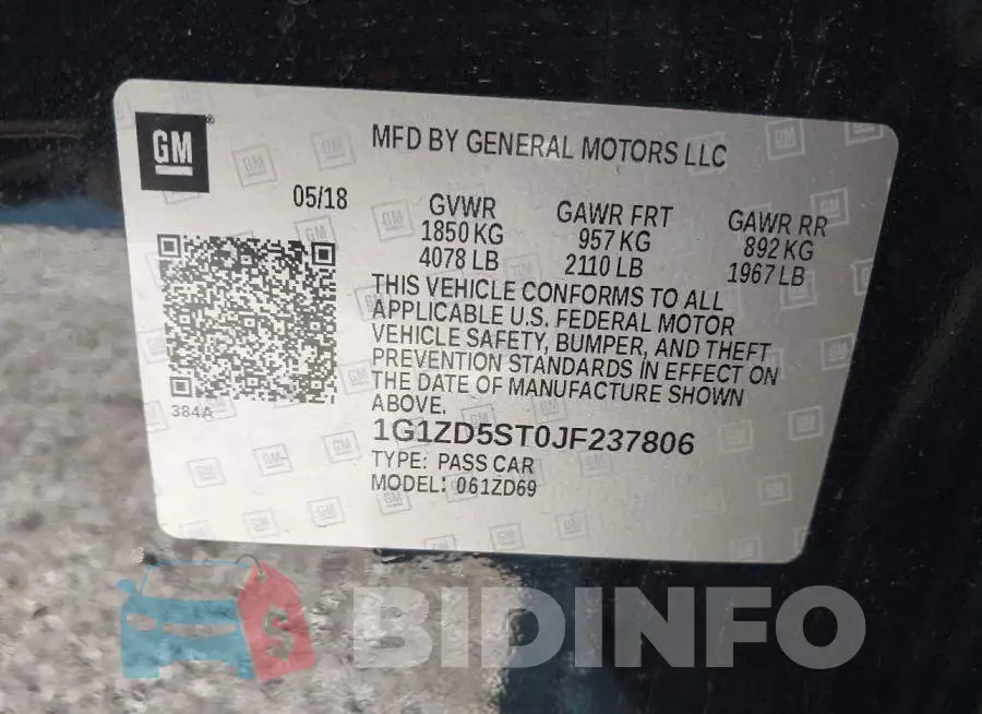 1G1ZD5ST0JF237806 Photo# 9