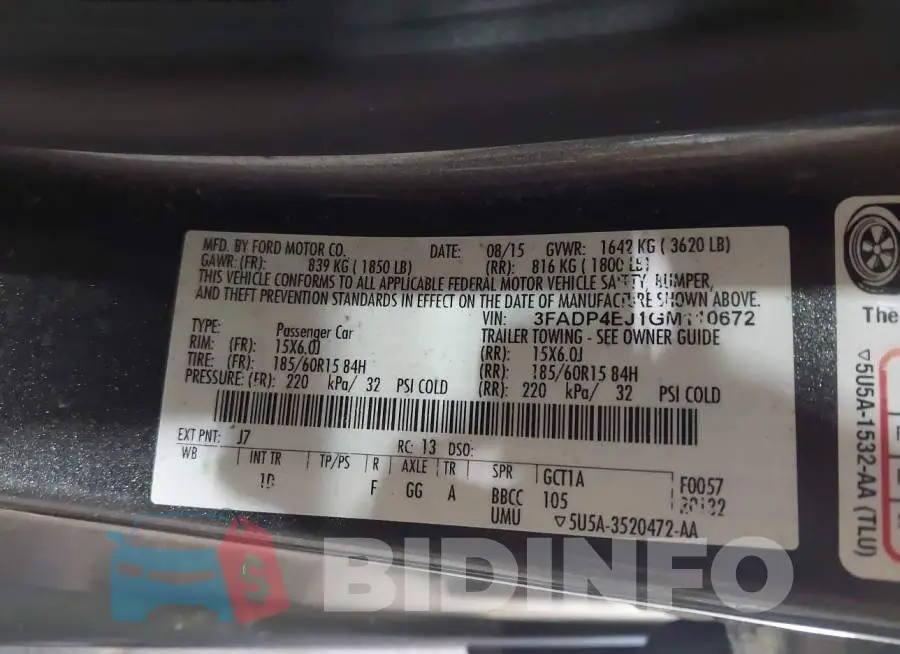 3FADP4EJ1GM110672 Photo# 9
