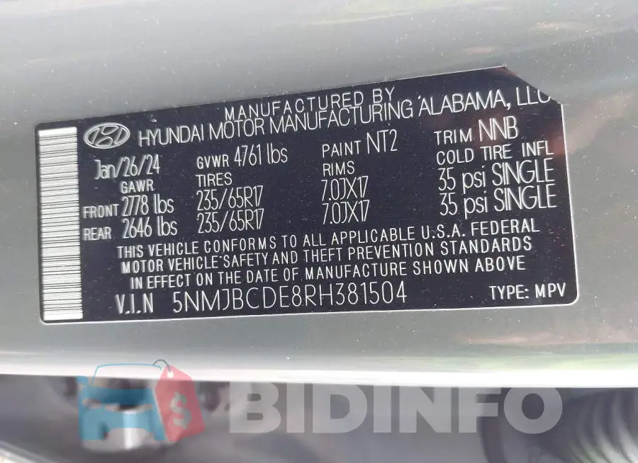 5NMJBCDE8RH381504 Photo# 9