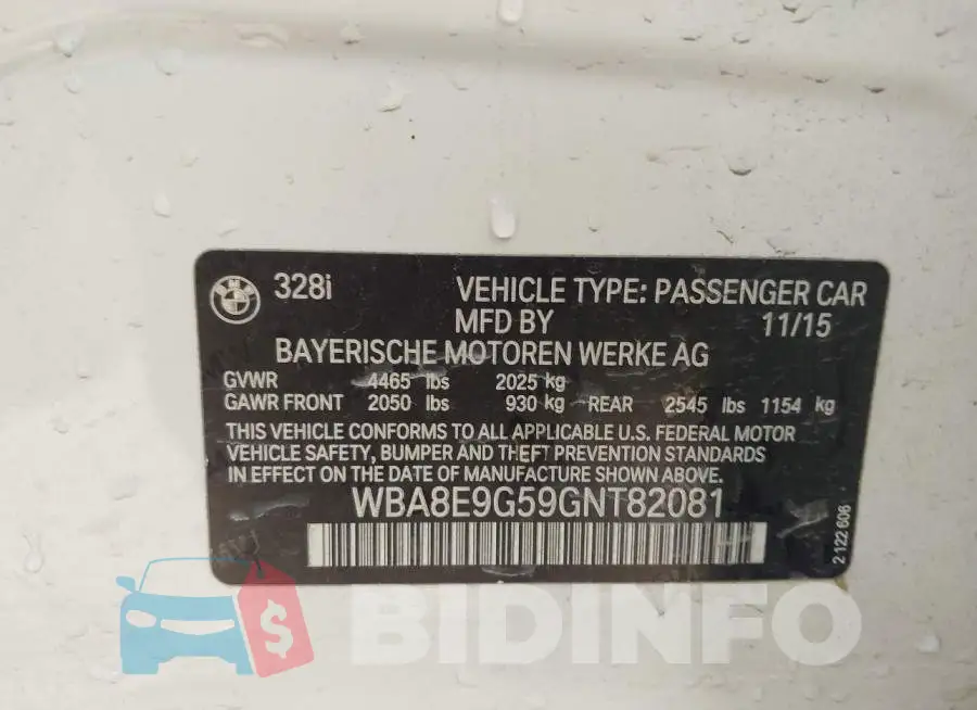 WBA8E9G59GNT82081 Photo# 9